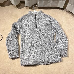 fuzzy half zip pullover